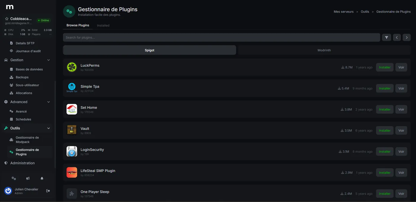 Wisp panel plugin manager